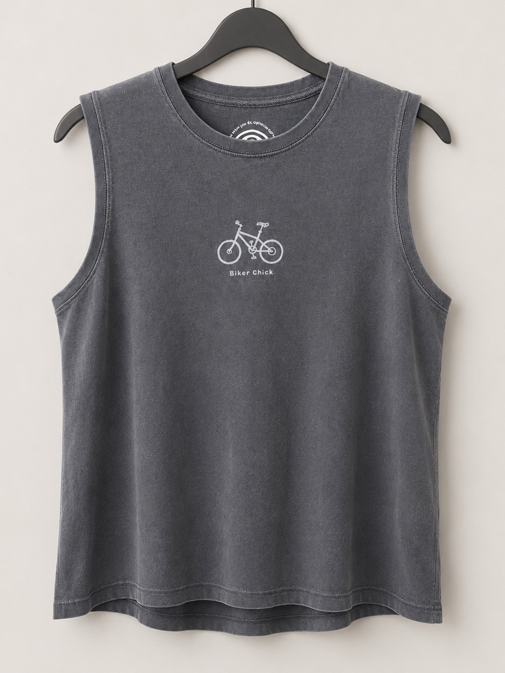 Life is Good Biker Chick Bicycle Sleeveless Tank Top Gray Women’s XL Cotton